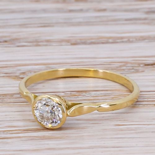 Edwardian 0.42 Carat Old Cut Diamond Solitaire Ring, Circa 1910