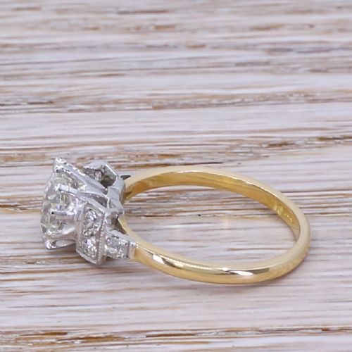 fig 2. Retro 1.33 Carat Old Cut Diamond Engagement Ring, circa 1950
