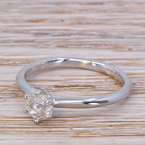 0.50 Carat Old Cut Diamond Engagement Ring, Platinum