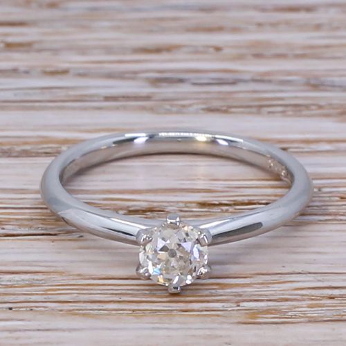 fig 1. 0.50 Carat Old Cut Diamond Engagement Ring, Platinum