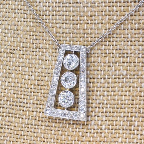 Art Deco 2.05 Carat Old Cut Diamond Pendant, Circa 1925