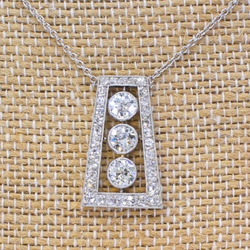fig 2. Art Deco 2.05 Carat Old Cut Diamond Pendant, circa 1925