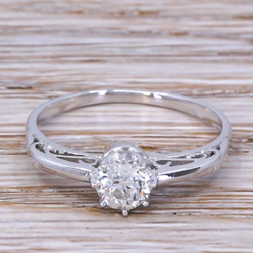 fig 1. Mid Century 0.61 Carat Old Cut Diamond Engagement Ring, circa 1955