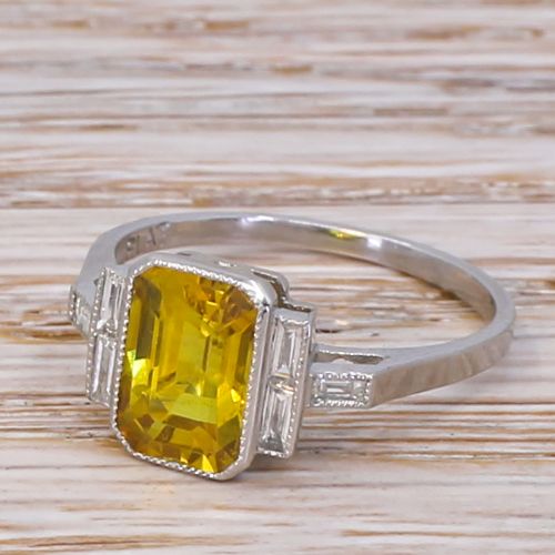 Art Deco 2.25 Carat Yellow Sapphire Solitaire Ring, Circa 1935