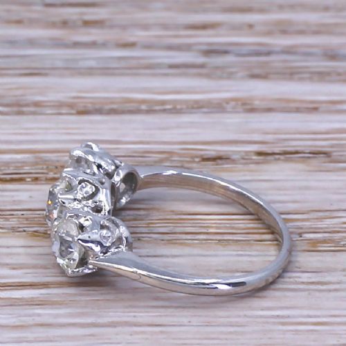 fig 2. Art Deco 1.56 Carat Old Cut Diamond Trilogy Ring, circa 1925