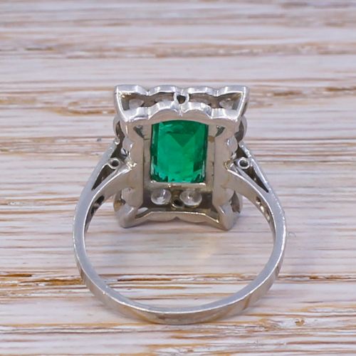 fig 3. Art Deco 1.06 Carat Emerald & 1.46 Carat Old Cut Diamond Cluster Ring, circa 1940