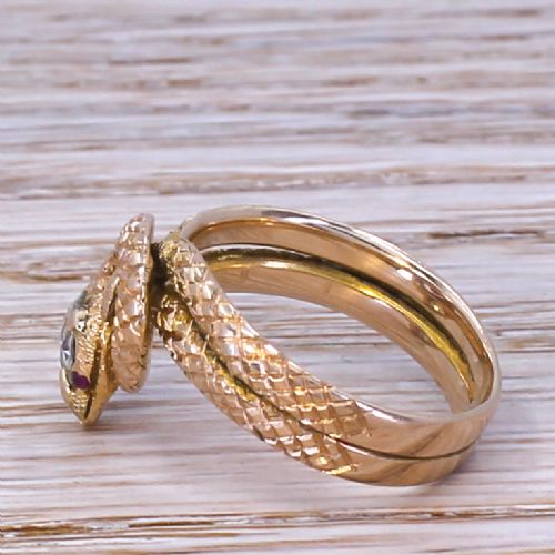 fig 2. Victorian 0.55 Carat Old Cut Diamond Snake Ring, circa 1870