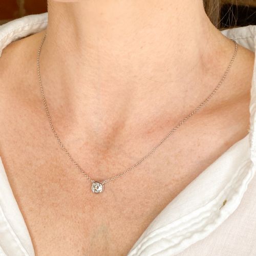 fig 1. 0.84 Carat Old Cut Diamond Solitaire Pendant Necklace, Platinum