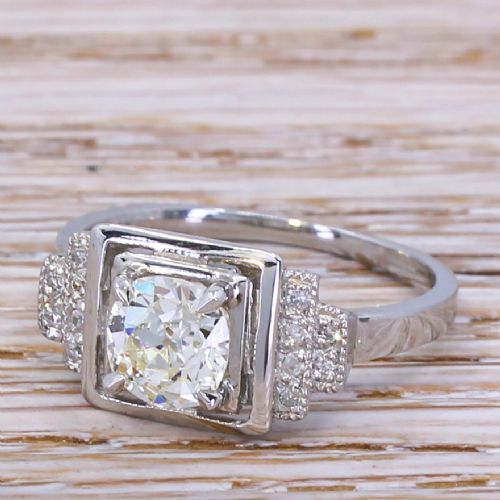 Art Deco 1.09 Carat Old Cut Diamond Solitaire Ring, Circa 1925