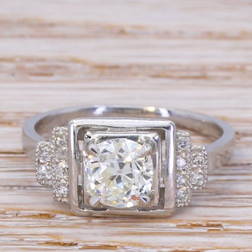 fig 1. Art Deco 1.09 Carat Old Cut Diamond Solitaire Ring, circa 1925