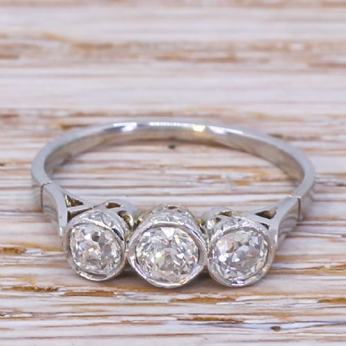 fig 1. Edwardian 0.78 Carat Old Cut Diamond Trilogy Ring, circa 1910