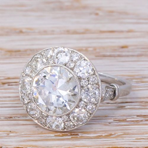 Art Deco 3.46 Carat Diamond Cluster Ring, Circa 1930