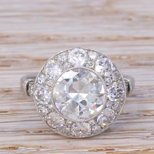 fig 1. Art Deco 3.46 Carat Diamond Cluster Ring, circa 1930