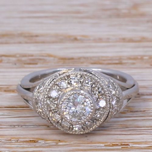 fig 1. Art Deco 0.87 Carat Old Cut Diamond Cluster Ring, circa 1940