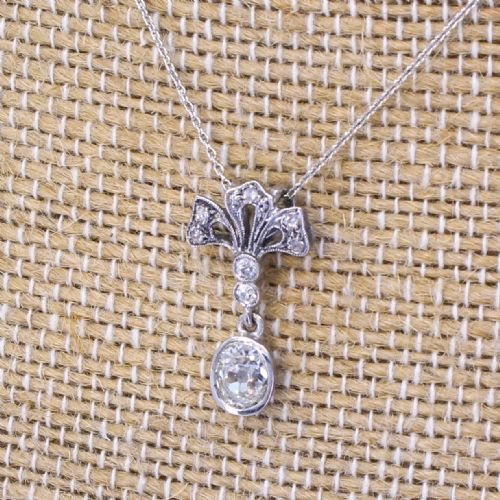 Art Deco 0.72 Carat Old Cut Diamond Pendant, Circa 1935