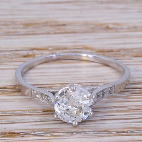 fig 1. Art Deco 0.70 Carat Old Cut Diamond Engagement Ring, circa 1930