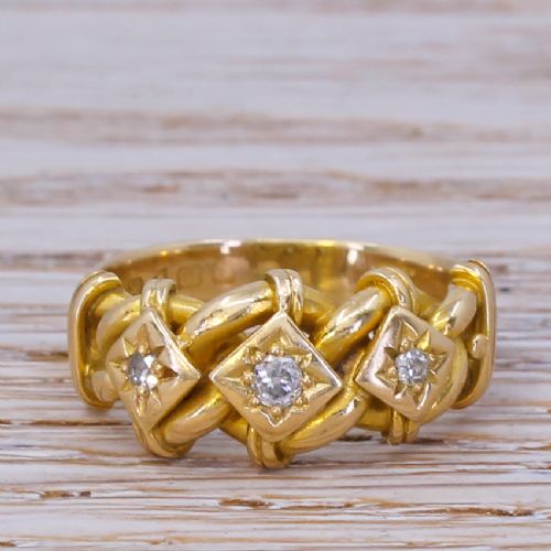 fig 1. Edwardian Triple Knot Diamond Ring, dated 1910
