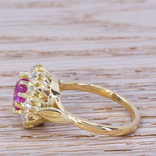 fig 2. Victorian 1.74 Carat Natural Pink Sapphire & Diamond Cluster Ring, circa 1900