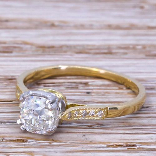 Art Deco 0.86 Carat Old Cut Diamond Engagement Ring, Circa 1920