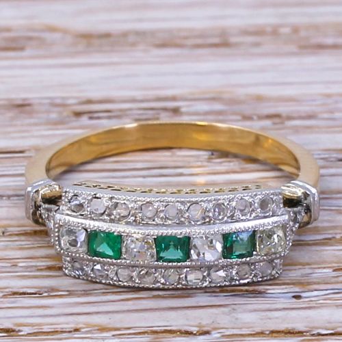 fig 1. Art Deco 0.40 Carat Diamond & 0.21 Carat Emerald Ring, circa 1920