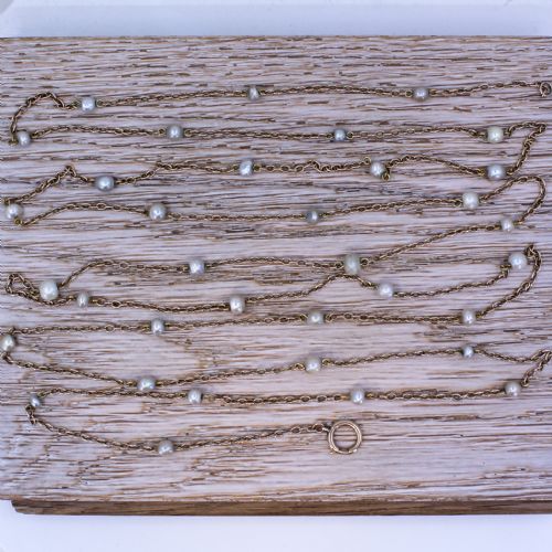VICTORIAN NATURAL PEARL LONGUARD CHAIN CIRCA 1870 - ADDITIONAL PHOTO 3