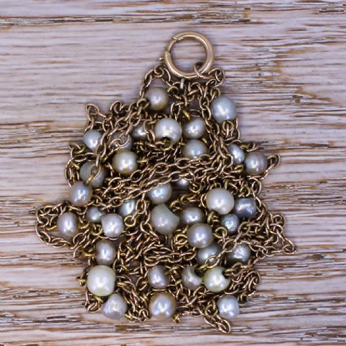 VICTORIAN NATURAL PEARL LONGUARD CHAIN CIRCA 1870 - ADDITIONAL PHOTO 4