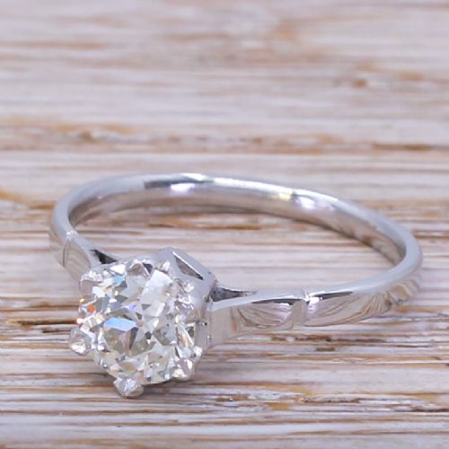 Art Deco 0.95 Carat Old Cut Diamond Engagement Ring, Circa 1935