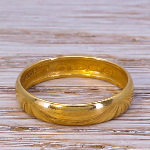 Edwardian 22k Yellow Gold Wedding Band Ring, Dated 1903