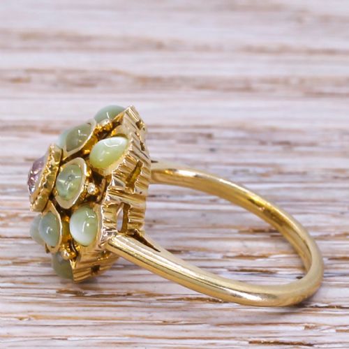fig 2. Mid Century 3.00 Carat Cat's Eye & Old Cut Diamond Cluster Ring, circa 1955