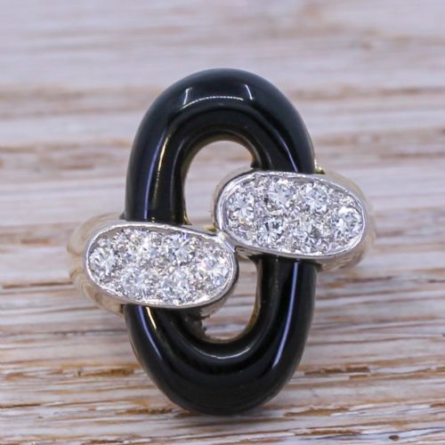 fig 1. Mid Century Onyx & Diamond Dress Ring, circa 1965