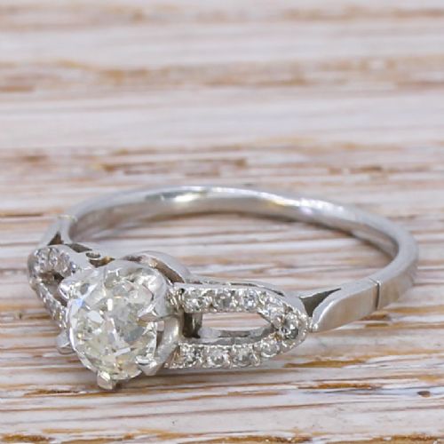 Art Deco 0.79 Carat Old Cut Diamond Engagement Ring, Circa 1930
