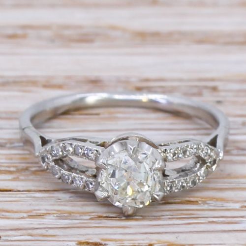 fig 1. Art Deco 0.79 Carat Old Cut Diamond Engagement Ring, circa 1930