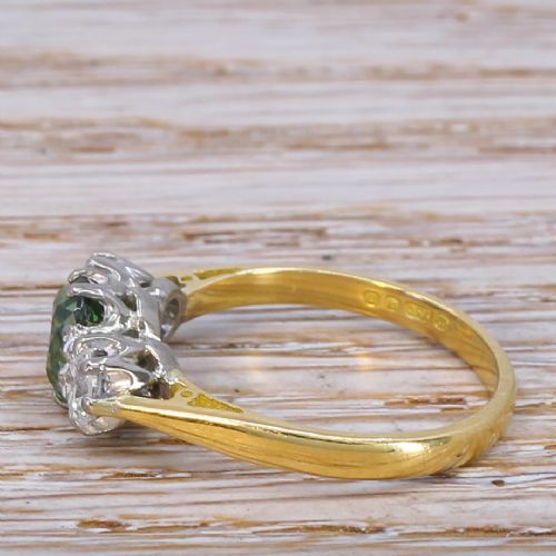fig 2. Late 20th Century 1.01 Carat Demantoid Garnet & Diamond Trilogy Ring
