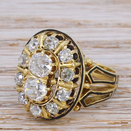 Victorian 2.06 Carat Old Cut Diamond Cluster Ring, Circa 1865