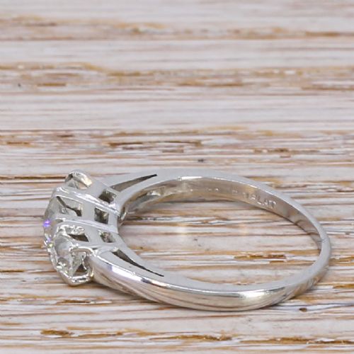fig 2. Mid Century 0.88 Carat Old Cut Diamond Trilogy Ring, circa 1950