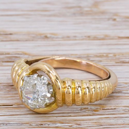 Mid Century 0.65 Carat Old Cut Diamond Solitaire Ring, Circa 1955