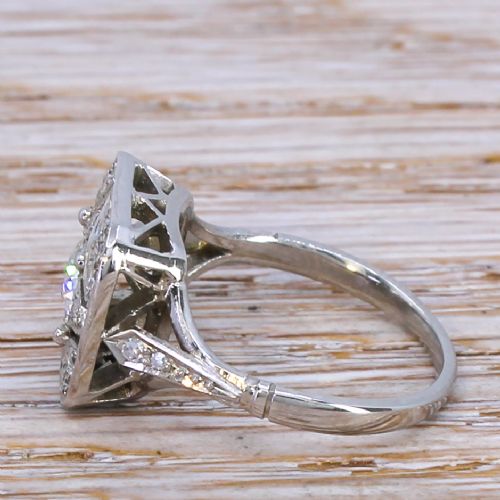fig 2. Art Deco 0.85 Carat Old Cut Diamond Cluster Ring, circa 1940