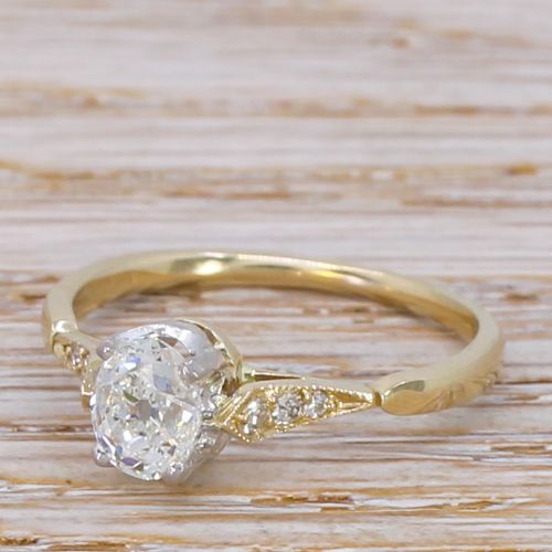 Art Deco 0.75 Carat Old Oval Cut Diamond Engagement Ring, Circa 1930