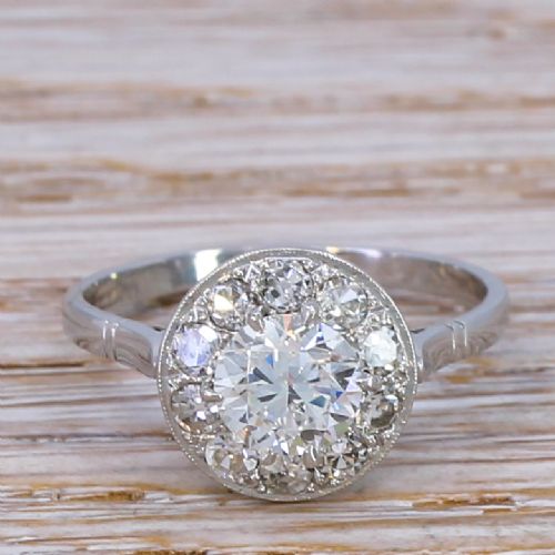 fig 1. Art Deco 1.21 Carat Old Cut Diamond Cluster Ring, circa 1940