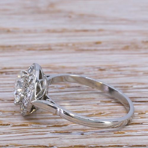 fig 2. Art Deco 1.21 Carat Old Cut Diamond Cluster Ring, circa 1940