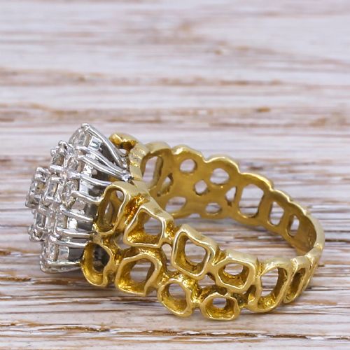 fig 2. Mid Century 1.52 Carat Round Brilliant Cut Diamond Cluster Ring, circa 1965