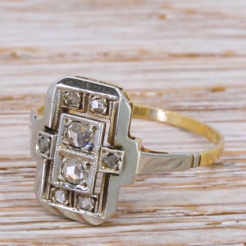 Art Deco Rose Cut Diamond Plaque Ring, Circa 1940