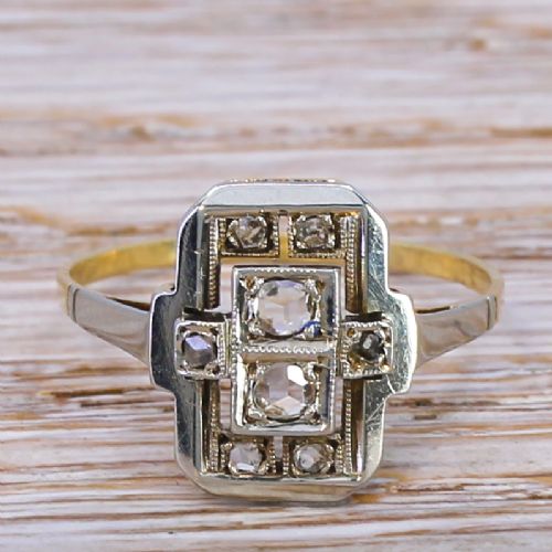fig 1. Art Deco Rose Cut Diamond Plaque Ring, circa 1940