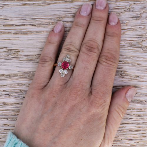 fig 5. Edwardian 1.28 Carat Spinel & 1.07 Carat Old Cut Diamond Ring, circa 1910
