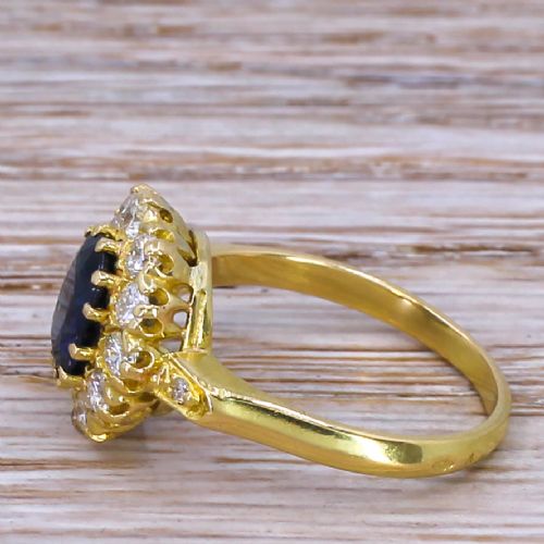 fig 2. Mid Century 1.25 Carat Sapphire & Diamond Cluster Ring, circa 1965