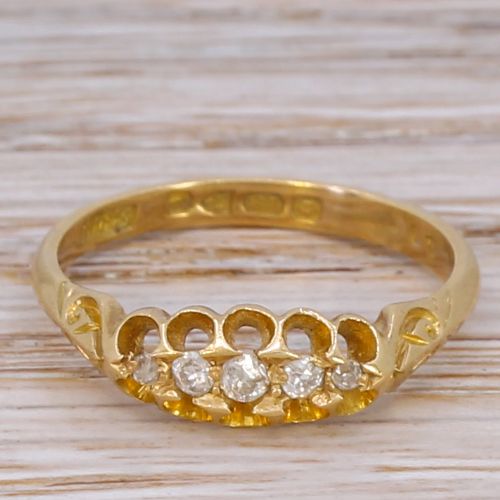 fig 1. Edwardian 0.13 Carat Old Cut Diamond Five Stone Ring, dated 1903