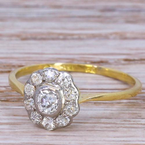 Art Deco 0.57 Carat Old Cut Diamond Cluster Ring, Circa 1940