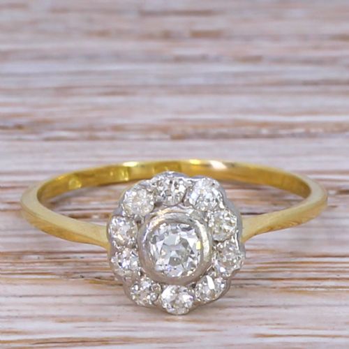 fig 1. Art Deco 0.57 Carat Old Cut Diamond Cluster Ring, circa 1940