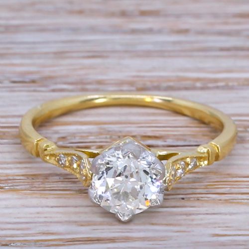 fig 1. Art Deco 1.06 Carat Old Cut Diamond Engagement Ring, circa 1925