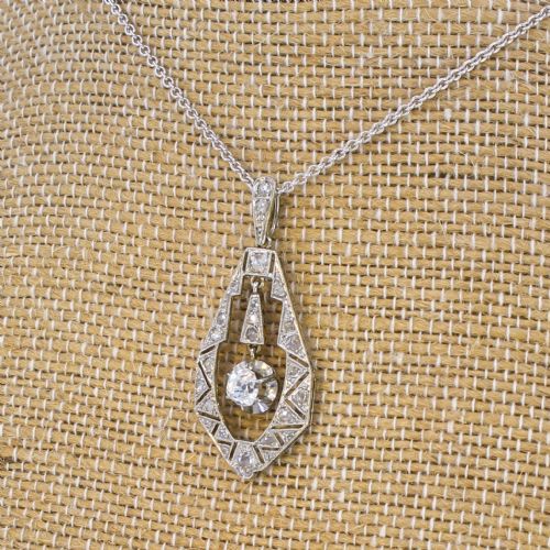 Edwardian 0.93 Carat Old Cut Diamond Pendant, Circa 1910